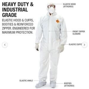 New Large Heavy Duty All Purpose Disposable Coverall Protective Work Wear
